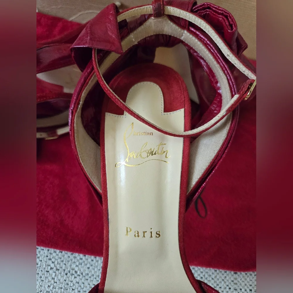 NWB CHRISTIAN LOUBOUTIN Red Exotic Leather/Suede Stiletto Heels 4"/10cm Size:40 - Picture 11 of 15